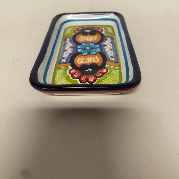Puebla Mexico Talavera Ceramic Pottery Rectangular Signed Trinket Dish - Picture 3 of 8